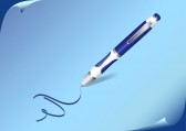 9704506-sur-fond-bleu-stylo-crit-sur-papier